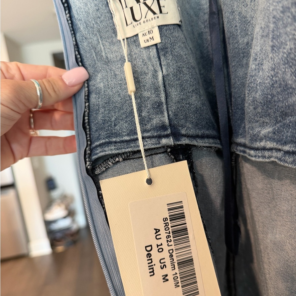 Selfie Leslie Denim Lace-Up Mini Dress - Picture 2 of 6